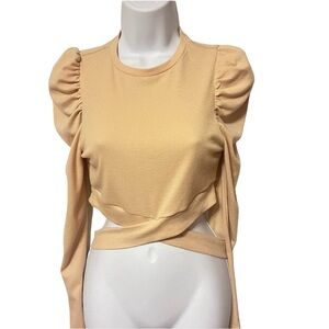 Shein beige long sleeve crop top size M (6)
